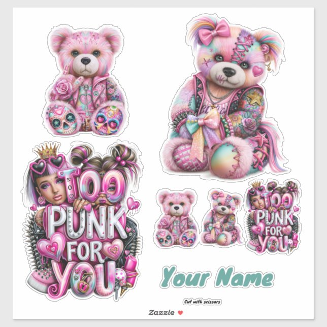Custom Punk Bear Sheet Sticker (Sheet)