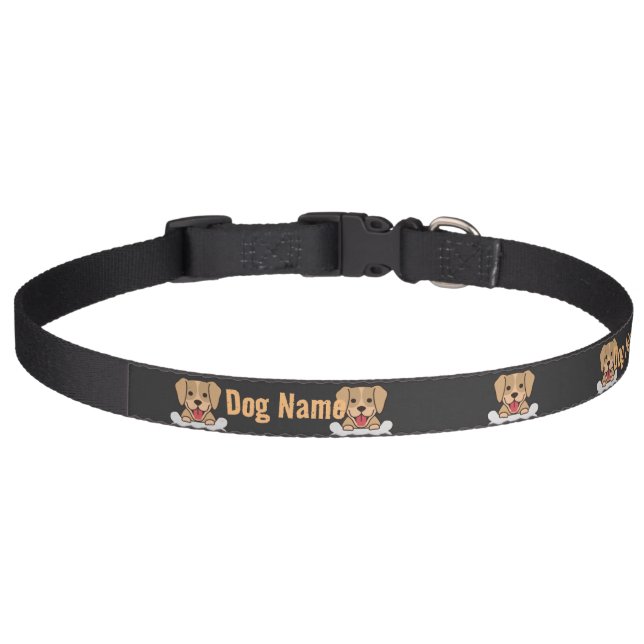 Custom Puppy Dog hand Bone image Text Dog Collar (Front)