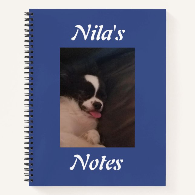 Custom Puppy Dog Photo Blue Personalized  Notebook (Front)