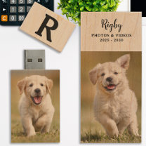 Custom Puppy Dog Photo Personalized Monogram USB Wood Flash Drive