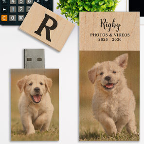 Custom Puppy Dog Photo Personalized Monogram USB Wood Flash Drive