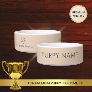 Custom Puppy Water Bowl with Name Kennel Monogram
