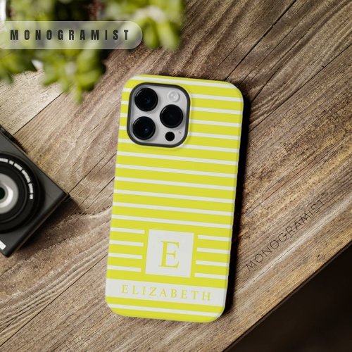 Custom Pure Bright Yellow White Stripes  Case_Mate iPhone 14 Pro Max Case