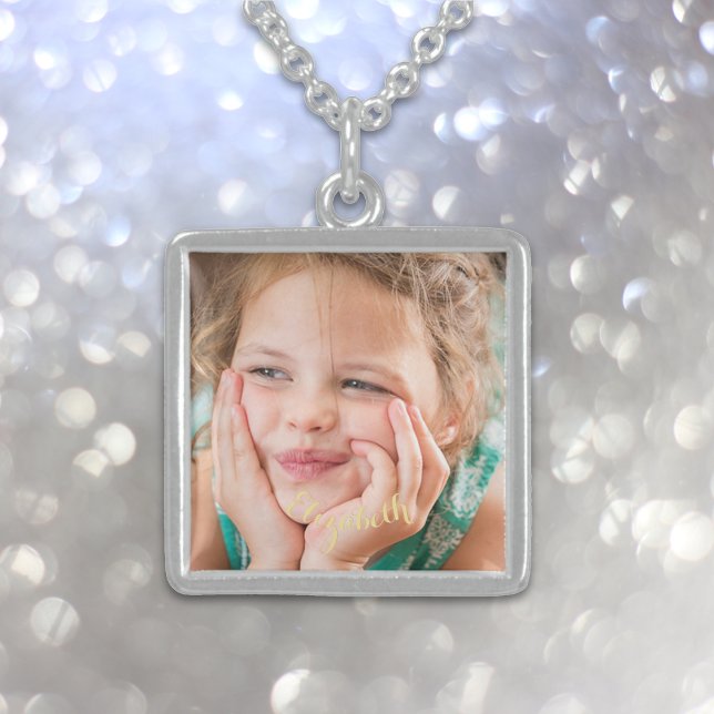 Custom Pure Sterling Silver Square Photo Necklace (Custom Pure Sterling Silver Square Photo Necklace)