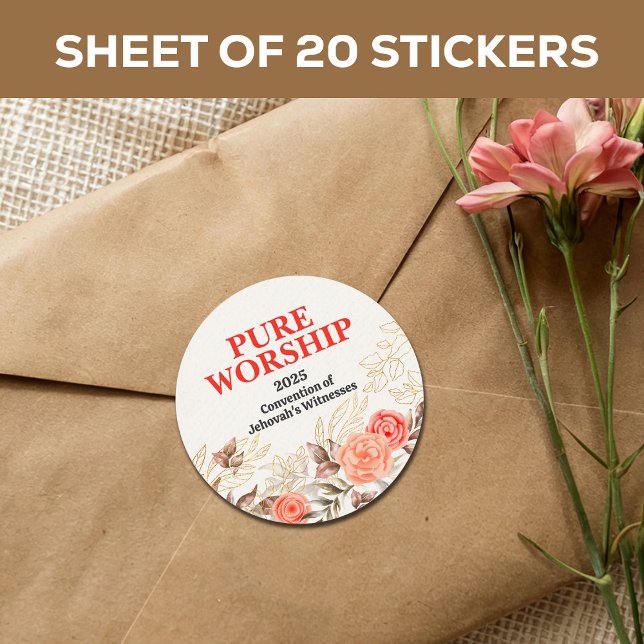 Custom Pure Worship JW 2025 Convention Classic Round Sticker (Creator Uploaded)