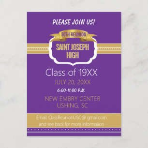 Custom Purple 50th Class Reunion Invite
