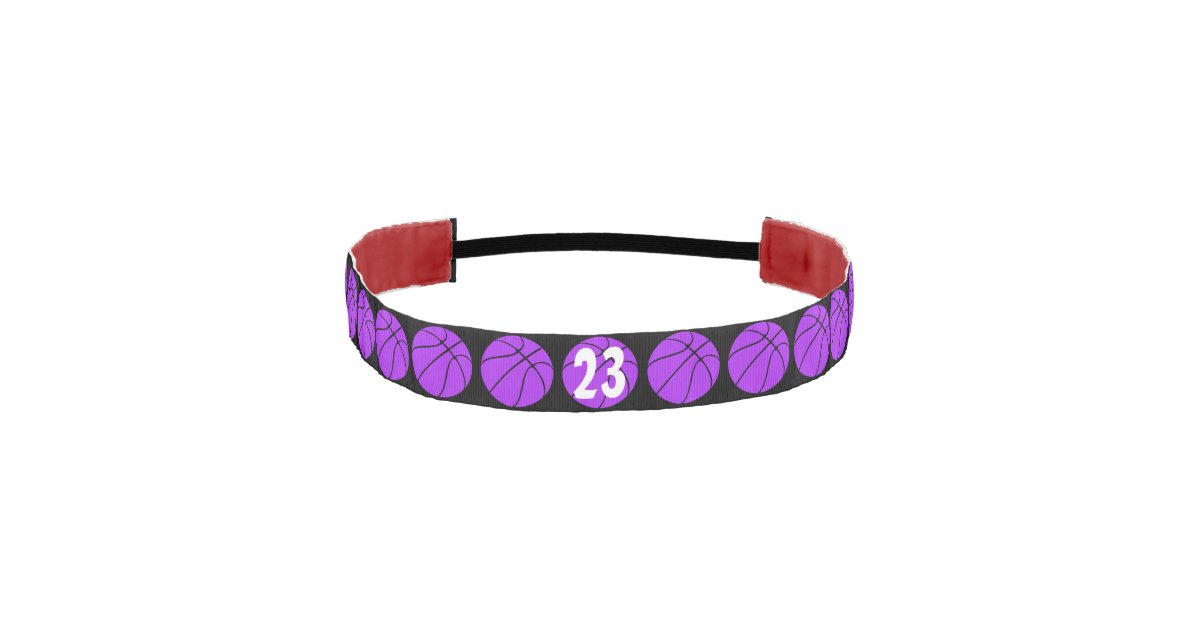 Custom Purple And Black Basketball Headband Zazzle Com