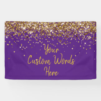 Custom Purple and Gold Birthday Party Photo Booth Banner