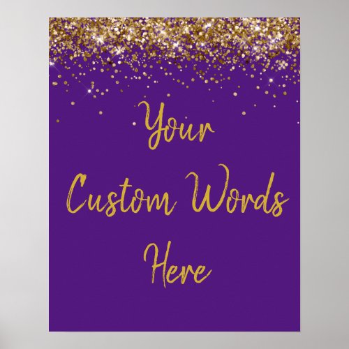 Custom Purple and Gold Birthday Party Welcome Sign