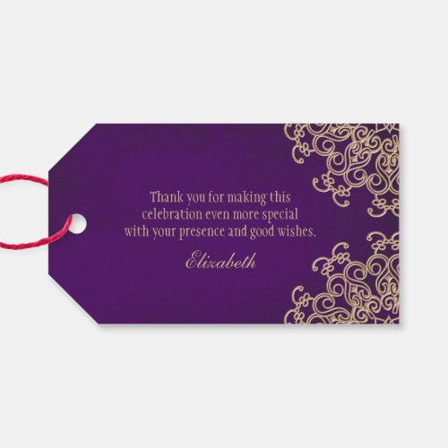 Custom Purple and Gold Indian Style Gift Tags