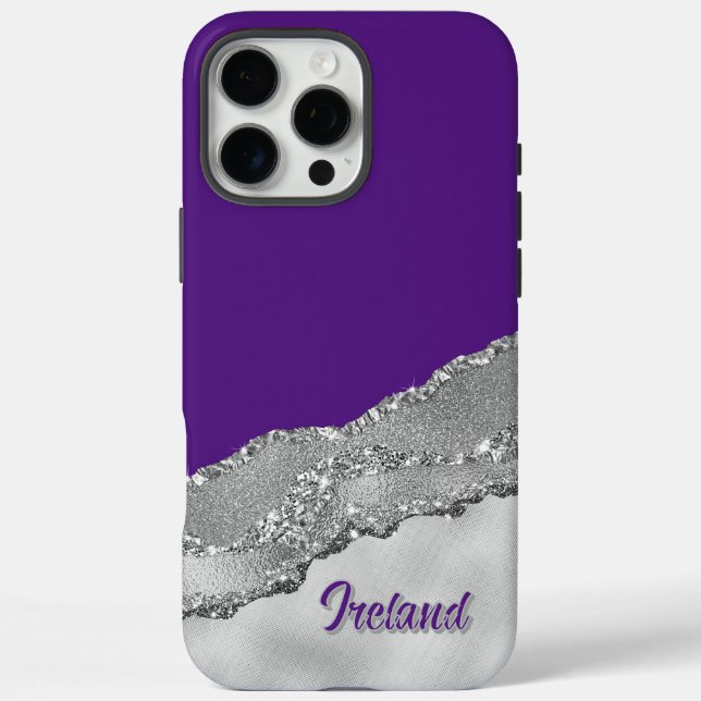 Custom Purple And Gray Glitter  Case-Mate iPhone Case (Back)