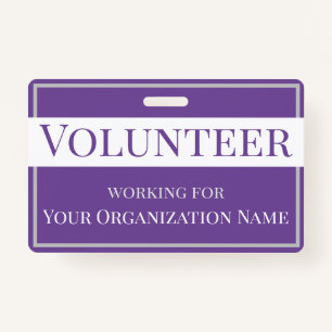 Custom Purple and White Volunteer ID Badge