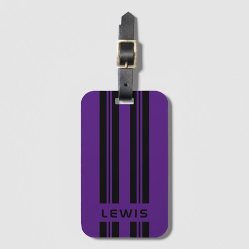 Custom Purple Auto Racing Stripes Personalised Car Luggage Tag