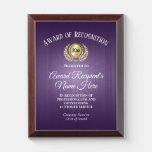 Custom Purple Award of Recognition