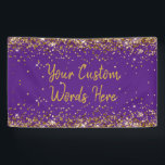 Custom Purple Backdrop Birthday Party Photo Prop Banner<br><div class="desc">custom banner for photo booth,  sparkle birthday twinkle 15th 18th,  glitter anniversary sweet 16 16th,  personalized 30th 21st 25th 35th,  bridal shower hen do weekend,  wedding night sparkly son boy,  bach prop sign bachelorette party,  quinceanera 40th 50th 60th 70th,  20th vow renewal graduation uni,  girl daughter purple gold backdrop</div>