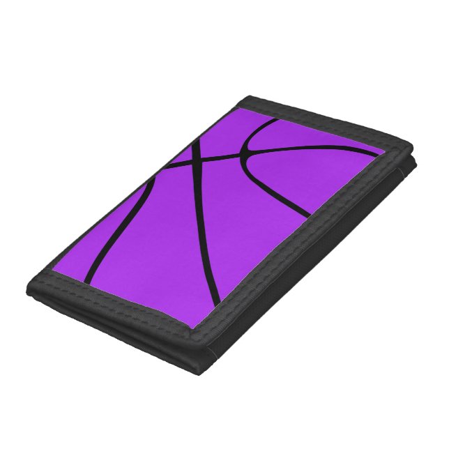 Custom Purple Basketball Player, Coach or Team Fan Tri-fold Wallet (Bottom)