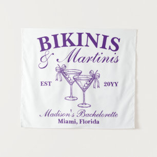 Custom Purple Bikini & Martini Bachelorette Party Tapestry