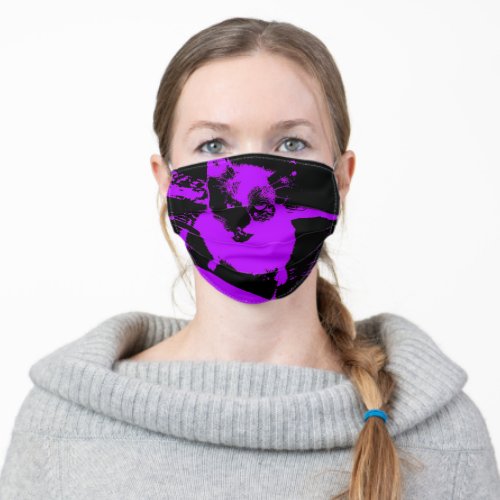Custom Purple Black Cat Face Mask