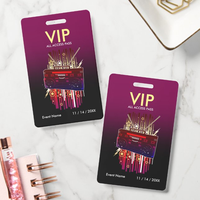 Custom Purple Black Gradient VIP Pass For Event Badge (Office)