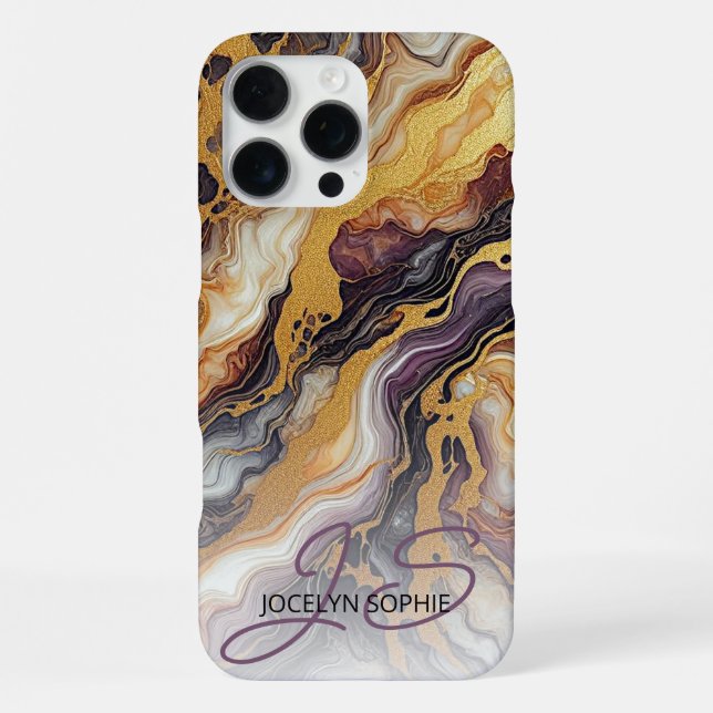 Custom Purple Black Gray White Gold Marble Pattern Iphone Case (Back)