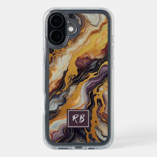 Custom Purple Black Gray White Gold Marble Pattern iPhone 16 Plus Case