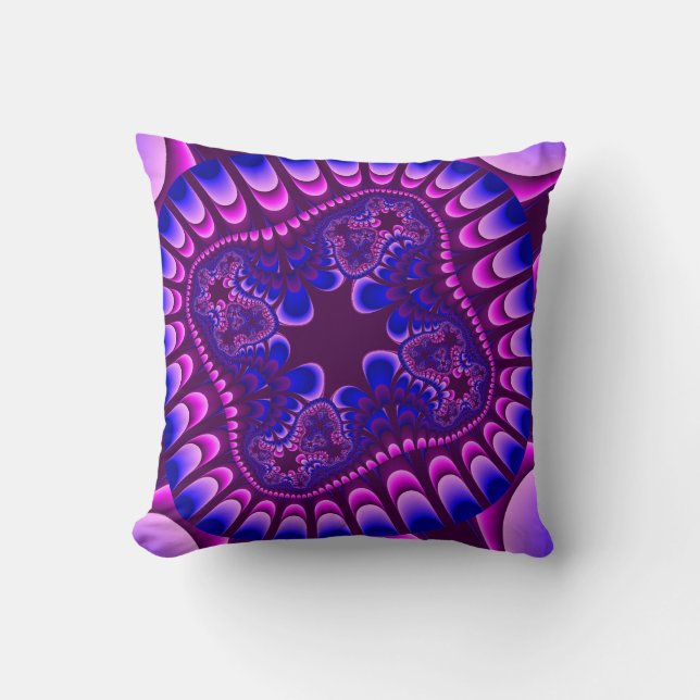 Custom Purple Blue Flower Throw Pillow (Front)