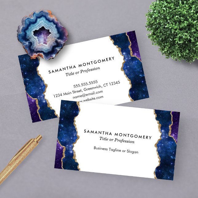 Custom Purple Blue Gold Veins Agate Professional Business Card (Custom Purple Blue Gold Veins Agate Professional Business Card)