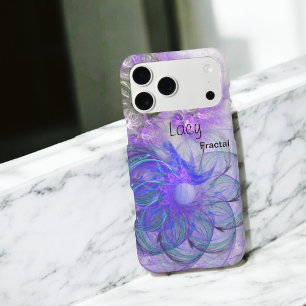 Custom Purple Blue Lacy Abstract Flower Design iPhone 17 Pro Max Case