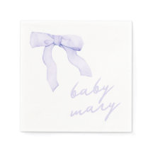 Custom Purple Bow Baby Shower Napkins