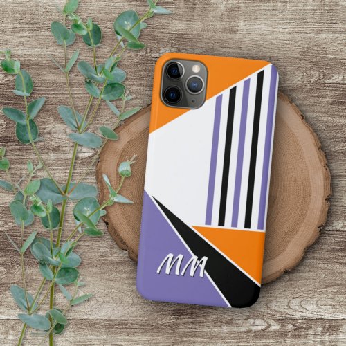 Custom Purple Bright Orange Black White Mod Art iPhone 11Pro Max Case
