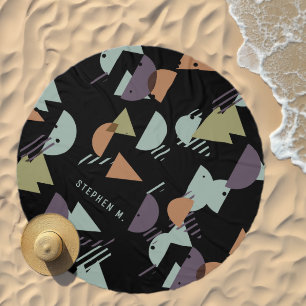 Custom Purple Brown Green Orange Black Abstract Beach Towel