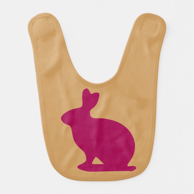 Custom Purple Bunny Rabbit Silhouette Baby Bib (Front)