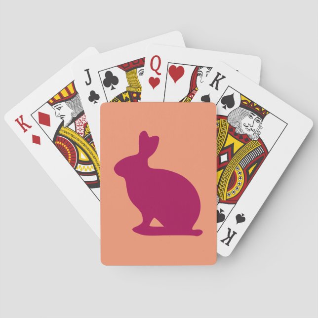 Custom Purple Bunny Rabbit Silhouette Poker Cards (Back)