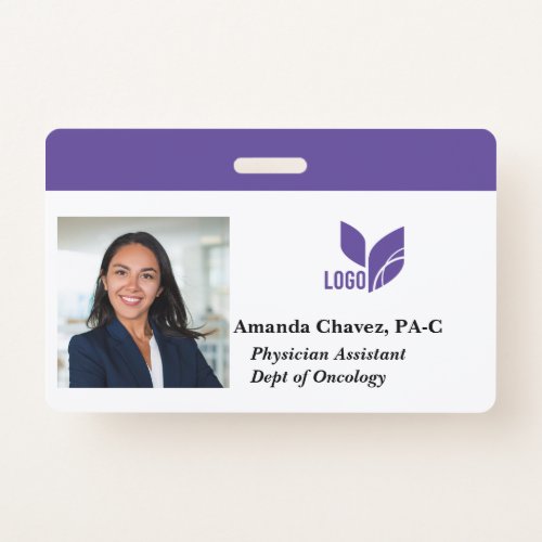 Custom Purple Business Employee Photo Name Badge