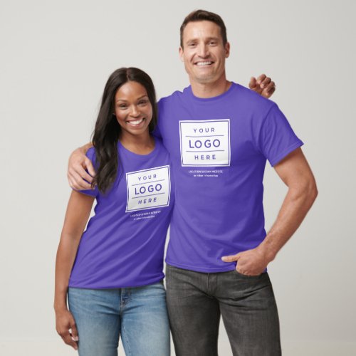 Custom Purple Business Name and Logo Branded T_Shirt