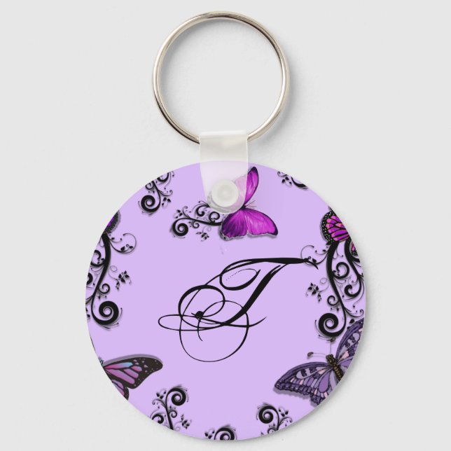 Custom Purple Butterflies Keychain (Front)