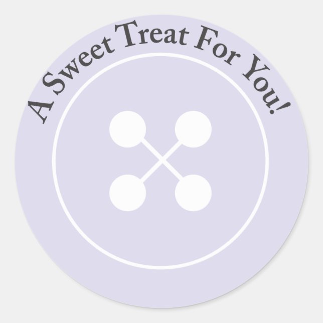 Custom |  Purple Button Baby Shower Favor Sticker (Front)
