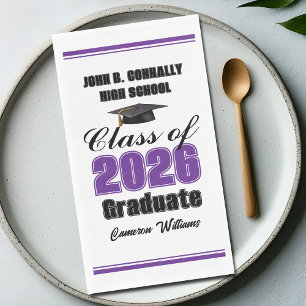 Custom Purple Class of 2026 Graduation Party Paper Guest Towels