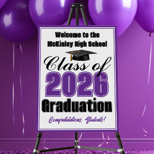 Custom Purple Class of 2026 Graduation Welcome Foam Board