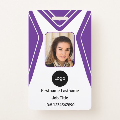 custom purple company employee Photo Logo Code Badge