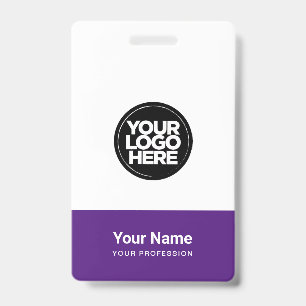 Custom Purple Company Logo Name Title Bar Code Badge