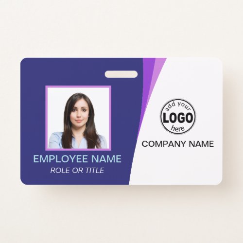Custom Purple Corporate Employee Photo Name Tags Badge