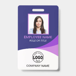 Custom Purple Corporate Employee Photo Name Tags Badge