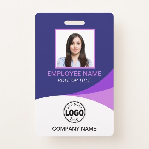 Custom Purple Corporate Employee Photo Name Tags Badge