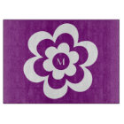 Custom Purple Cutting Board With White Flower
