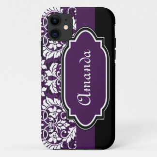 Custom Purple Damask iPhone 11 Case