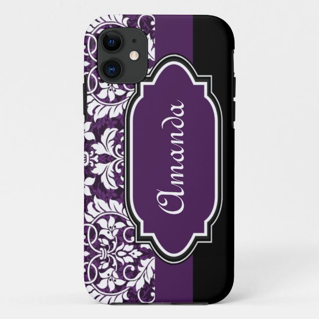 Custom Purple Damask Case-Mate iPhone Case (Back)