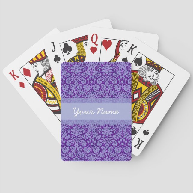Custom Purple Damask Poker Cards (Back)