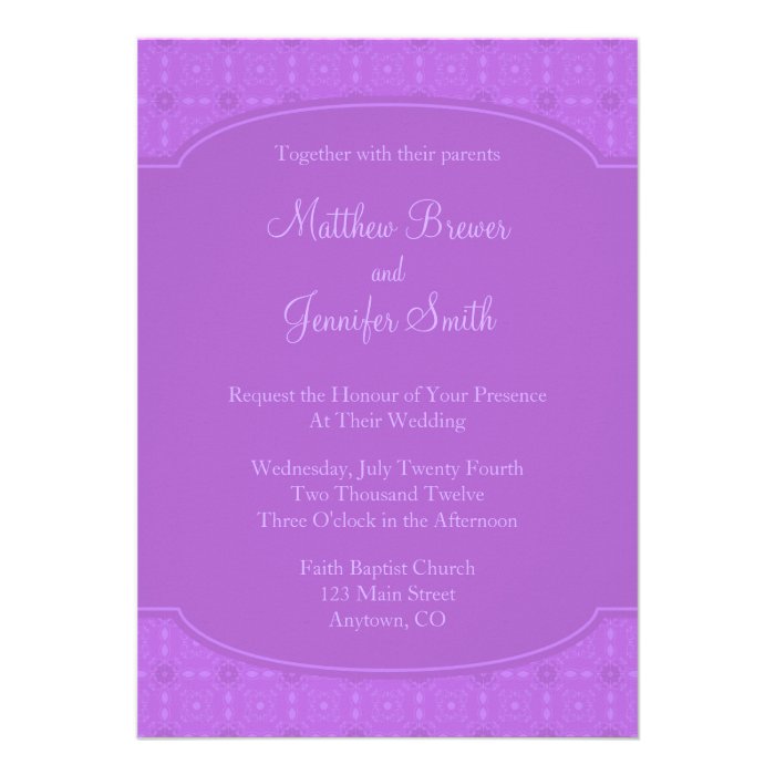 Custom Purple Damask Wedding Invitation