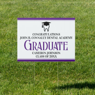 Custom Purple Dental School Graduation Yard Sign